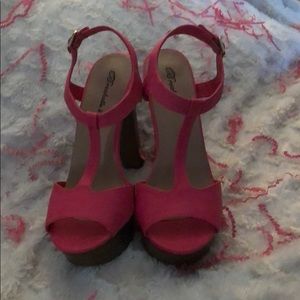 Hot pink platform sandals